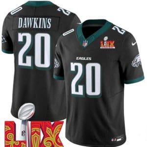 Philadelphia Eagles #20 Brian Dawkins Black 2025 Super Bowl LIX Patch Vapor Untouchable Limited Stitched Jersey