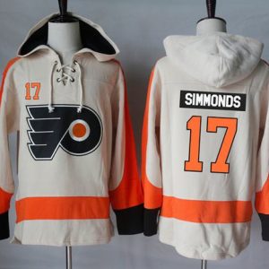 Flyers #17 Wayne Simmonds Cream Sawyer Hooded Sweatshirt Stitched Jersey