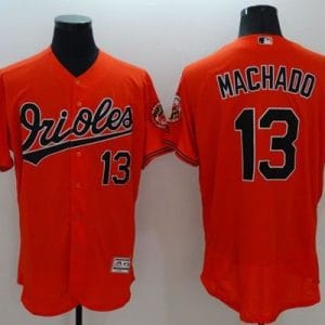 Orioles #13 Manny Machado Orange Flexbase Authentic Collection Stitched Jersey