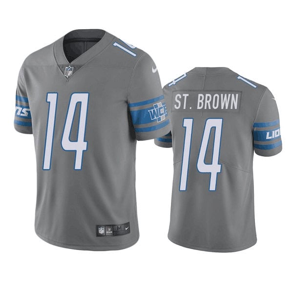 Detroit Lions #14 Amon-Ra St. Brown Gray Vapor Untouchable Limited Stitched Jersey