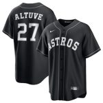 Houston Astros #27 Jose Altuve Black Lights Out Limited Stitched Jersey