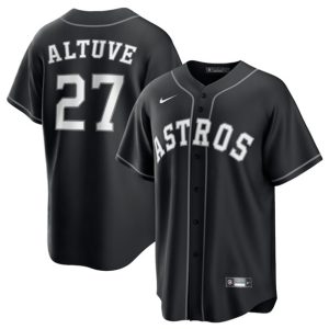 Houston Astros #27 Jose Altuve Black Lights Out Limited Stitched Jersey