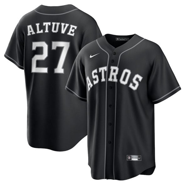 Houston Astros #27 Jose Altuve Black Lights Out Limited Stitched Jersey
