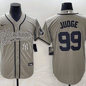 New York Yankees #99 Aaron Judge Gray With Patch Cool Base Stitched Jersey