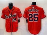 Detroit Tigers #25 Gleyber Torres Orange With Patch Vapor Premier Limited Stitched Jersey