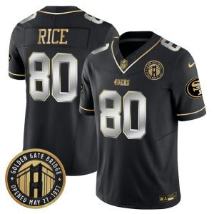 San Francisco 49ers #80 Jerry Rice Black F.U.S.E. Golden Gate Bridge Patch Vapor Limited Stitched Jersey