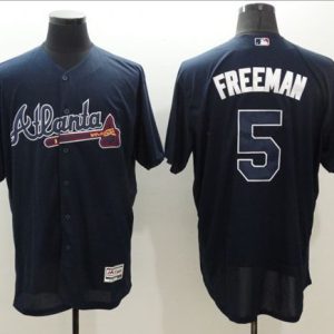 Braves #5 Freddie Freeman Navy Blue Flexbase Authentic Collection Stitched Jersey