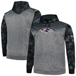 Baltimore Ravens Heather Charcoal Big Tall Camo Pullover Hoodie
