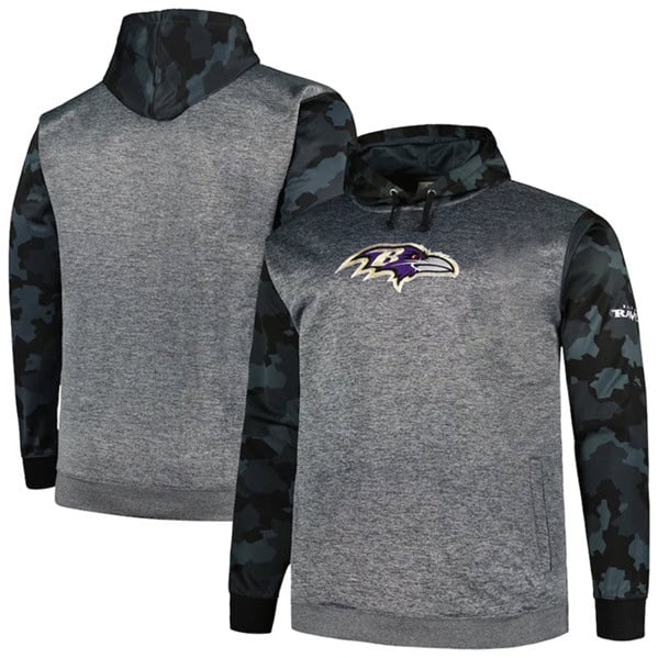 Baltimore Ravens Heather Charcoal Big Tall Camo Pullover Hoodie