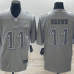 Philadelphia Eagles #11 A.J. Brown Gray Atmosphere Fashion Stitched Jersey
