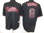 Phillies #9 Domoic Brown Black Fashion Stitched Jersey