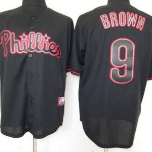 Phillies #9 Domoic Brown Black Fashion Stitched Jersey