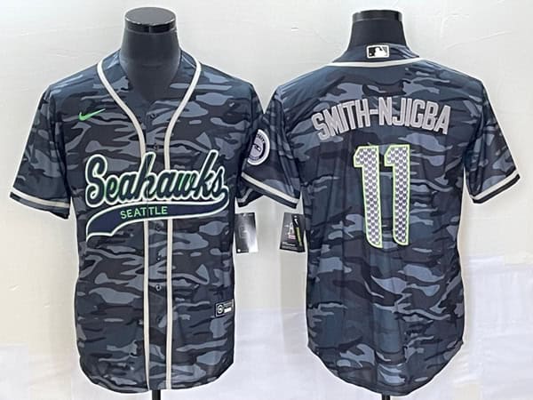 Seattle Seahawks #11 Jaxon Smith-Njigba Grey With Patch Cool Base Stitched Jersey