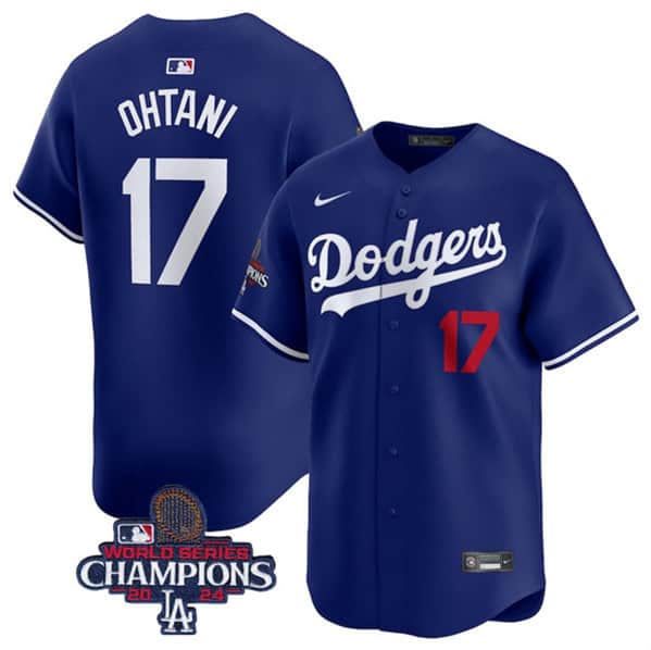 Los Angeles Dodgers #17 Shohei Ohtani Royal 2024 World Series Champions Alternate Limited Stitched Jersey