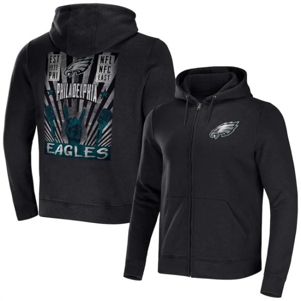 Philadelphia Eagles Black X Darius Rucker Collection Rocker Full-Zip Hoodie