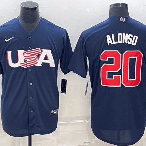 USA #20 Pete Alonso 2023 Navy World Classic Stitched Jersey