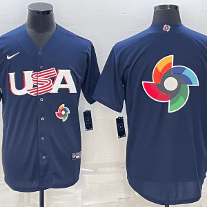 USA 2023 Navy World Big Logo Classic Stitched Jersey