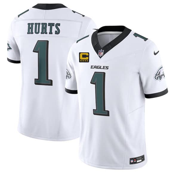 Philadelphia Eagles #1 Jalen Jurts White 2025 F.U.S.E. With 4-Star C Patch Vapor Untouchable Limited Stitched Jersey
