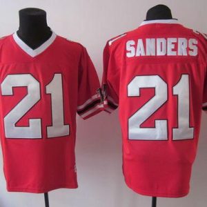 1992 Mitchell And Ness Falcons #21 Deion Sanders Red Throwback Stitched Jersey