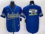 Seattle Seahawks Royal Throwback Team Big Logo Cool Base Stitched Jersey