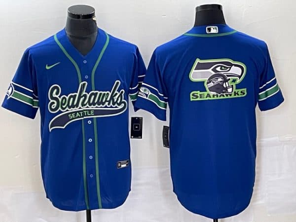 Seattle Seahawks Royal Throwback Team Big Logo Cool Base Stitched Jersey