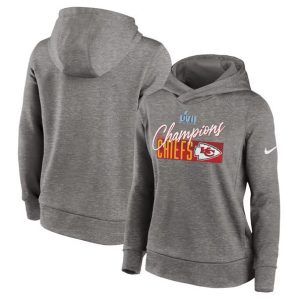 Kansas City Chiefs Gray Super Bowl LVII Champions Iconic Fleece Pullover Hoodie(Run Small)
