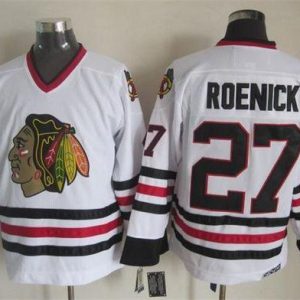 Blackhawks #27 Jeremy Roenick White CCM Throwback Stitched Jersey