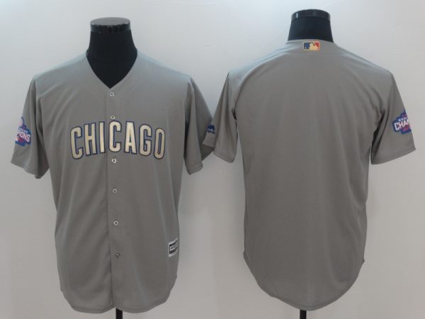 Chicago Cubs Blank Gray World Series Champions Gold Program Cool Base Stitched Jersey