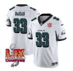 Philadelphia Eagles #33 Cooper DeJean White 2025 Eagles Logo Super Bowl LIX Patch New F.U.S.E. Vapor Untouchable Limited Stitched Jersey