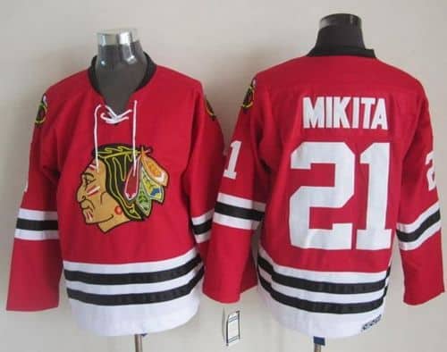 Blackhawks #21 Stan Mikita Stitched Red CCM Throwback Jersey
