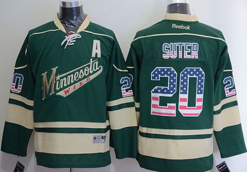 Wild #20 Ryan Suter Green USA Flag Fashion Stitched Jersey