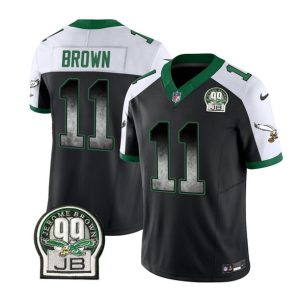 Philadelphia Eagles #11 A. J. Brown Black White 2023 F.U.S.E. Throwback Vapor Untouchable Limited Stitched Jersey