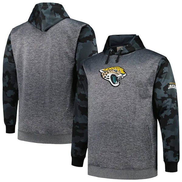 Jacksonville Jaguars Heather Charcoal Big Tall Camo Pullover Hoodie
