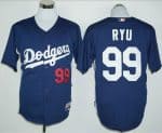 Dodgers #99 Hyun-Jin Ryu Navy Blue Cooperstown Stitched Jersey
