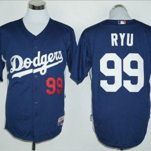 Dodgers #99 Hyun-Jin Ryu Navy Blue Cooperstown Stitched Jersey