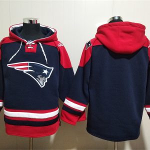 New England Patriots Blank Navy Ageless Must-Have Lace-Up Pullover Hoodie