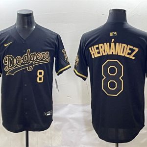 Los Angeles Dodgers #8 Enrique Hernandez Black Gold Limited Stitched Jersey