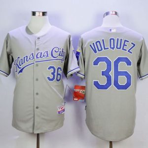 Royals #36 Edinson Volquez Grey Cool Base Road Stitched Jersey
