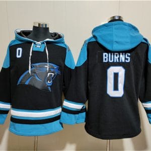 Carolina Panthers #0 Brian Burns Black Ageless Must-Have Lace-Up Pullover Hoodie