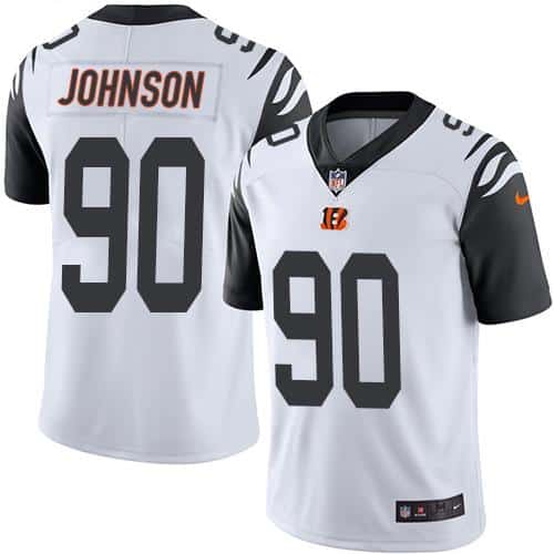 Bengals #90 Michael Johnson White Stitched Limited Rush Nike Jersey