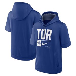 Toronto Blue Jays Royal Tri Code Lockup Short Sleeve Pullover Hoodie