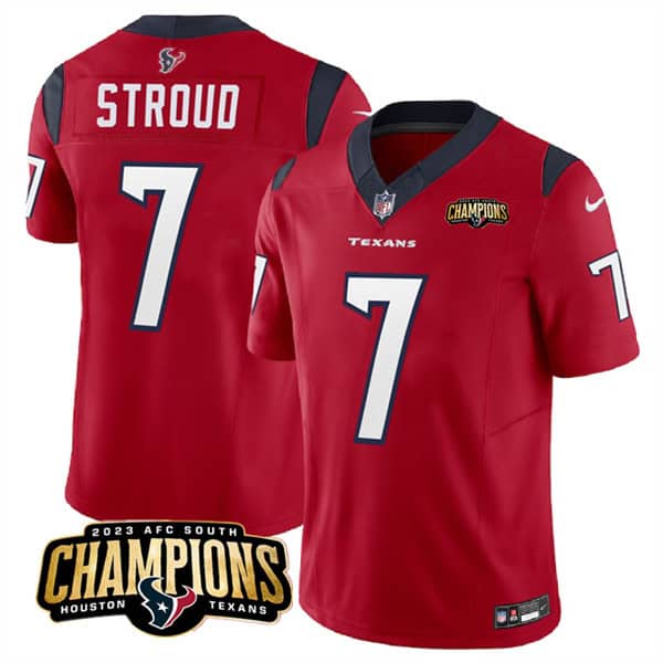 Houston Texans #7 C.J. Stroud Red 2023 F.U.S.E. AFC South Champions Patch Vapor Untouchable Limited Stitched Jersey