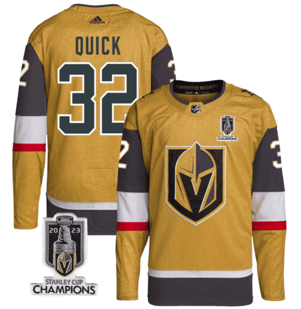 Vegas Golden Knights #32 Jonathan Quick Gold 2023 Stanley Cup Champions Stitched Jersey