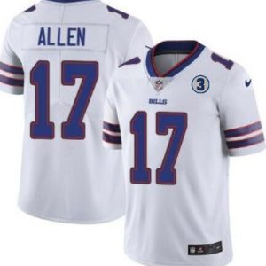 Buffalo Bills #17 Josh Allen White With NO.3 Patch Vapor Untouchable Limited Stitched Jersey