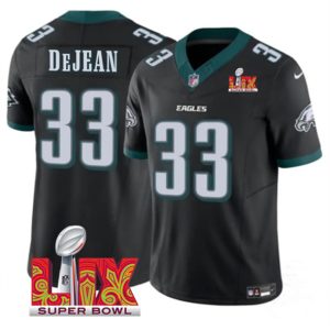 Philadelphia Eagles #33 Cooper DeJean Black 2025 Super Bowl LIX Patch Vapor Untouchable Limited Stitched Jersey