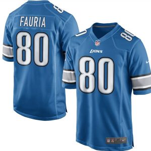 Lions #80 Joseph Fauria Blue Limited Stitched Jersey