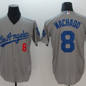 Los Angeles Dodgers #8 Manny Machado Gray Cool Base Stitched Jersey