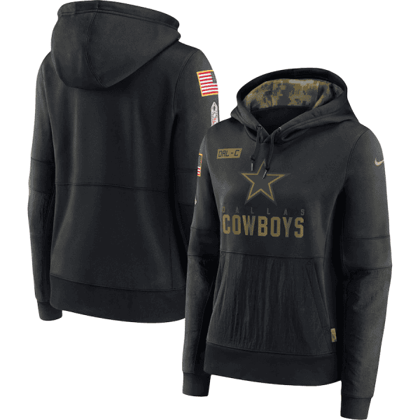 Dallas Cowboys 2020 Black Salute To Service Sideline Performance Pullover Hoodie (Run Small)