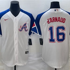 Atlanta Braves #16 Travis D'Arnaud White 2023 City Connect Cool Base Stitched Jersey