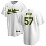 Oakland Athletics #57 Alex Wood White Cool Base Stitched Jersey